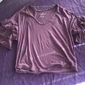 American Eagle Outfitters Mauve Ruffle Sleeve